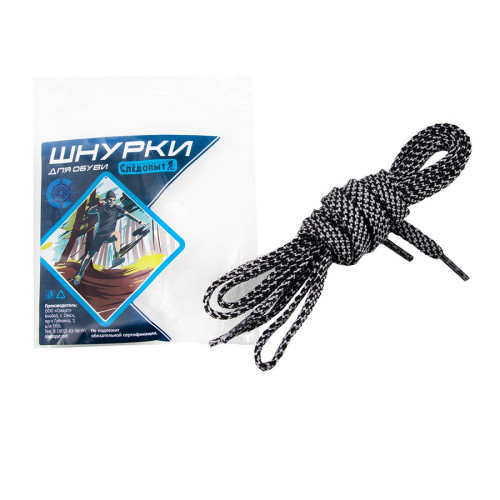 Купить шнурки следопыт плоские,ширина 0,7 см,длина 120 см,черно-серый в Астрахани