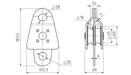  Блок-ролик Вертикаль двойной большой с подшипником в Астрахани  