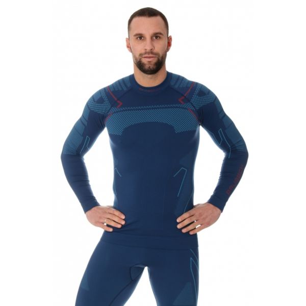 Футболка Brubeck Thermo Nilit Heat черный/голубой мужская в Астрахани